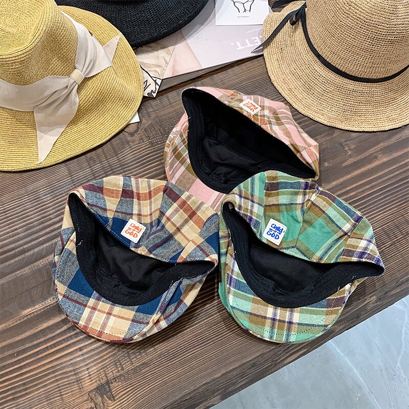 ¡Otoño 202007-JS095! Sombrero de ocio estilo escolar entramado clásico inglés, gorra con visera para hombres y mujeres