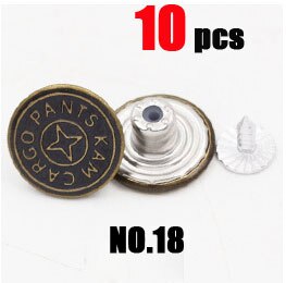 10 Stks/zak 17 Mm Metalen Jeans Knop Naaien Kleding Accessoires Broek Jean Knop Decoratie Voor Diy Naaien: NO.18 10pcs
