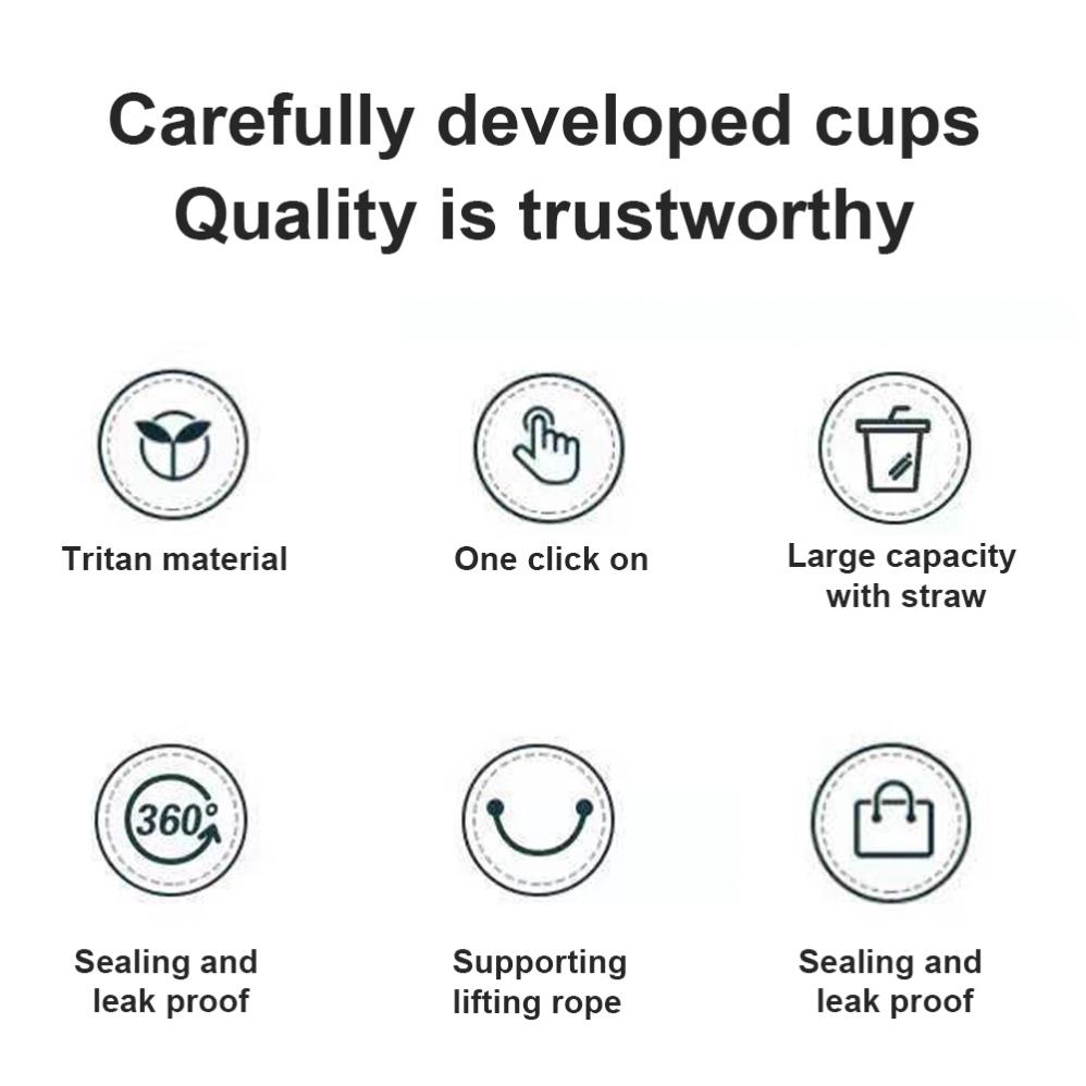 32 Oz Leakproof Drinking Water Bottle Carry Strap Straw Leak Proof Sport Water Jug for Hiking Fitness Outdoor Camping