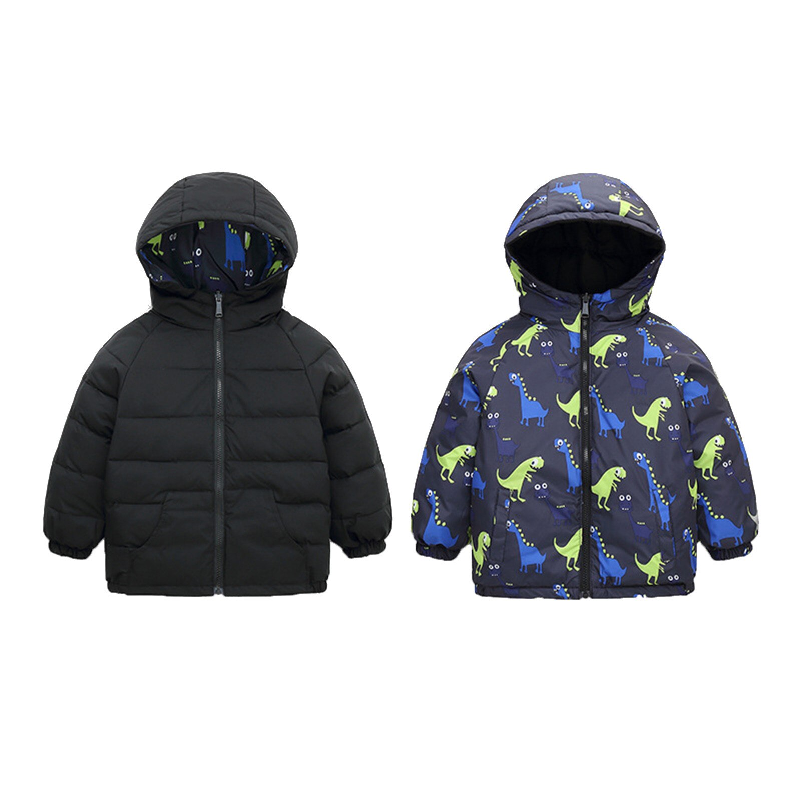 Kids Winterjas Jongen Meisje Cartoon Hooded Warme Dikke Winter Jas Uitloper Snowsuit Одежда Для Девочек Comfortabele Kleding: Black / 140