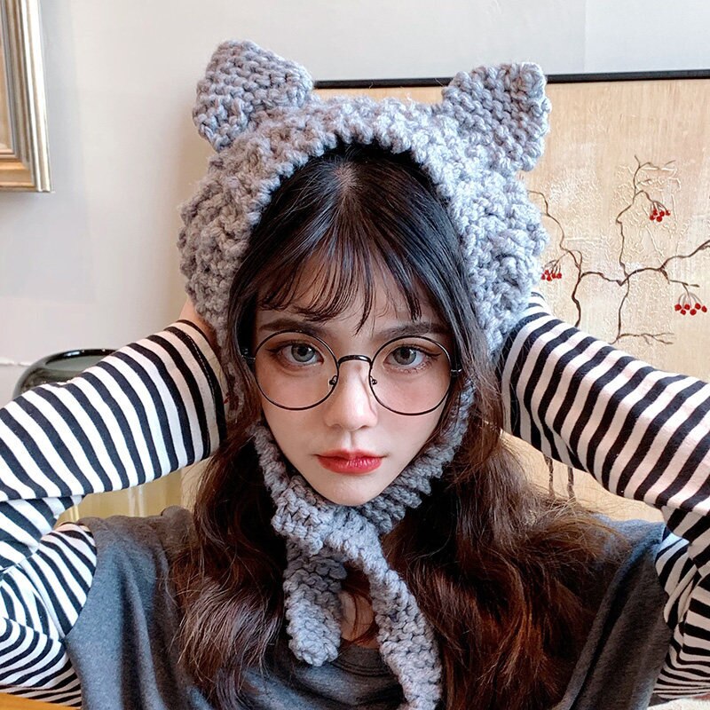 Mode Kikker Hoed Mutsen Gebreide Winter Hoed Effen Hip-Hop Skullies Gebreide Muts Cap Kostuum Accessoire Warm Winter motorkap: 7