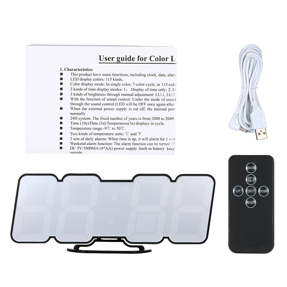 Wireless Remote Alarm Clock 3D RGB LED Digital Clock USB Time/Temperature/Date Display Table Clock Home Decor