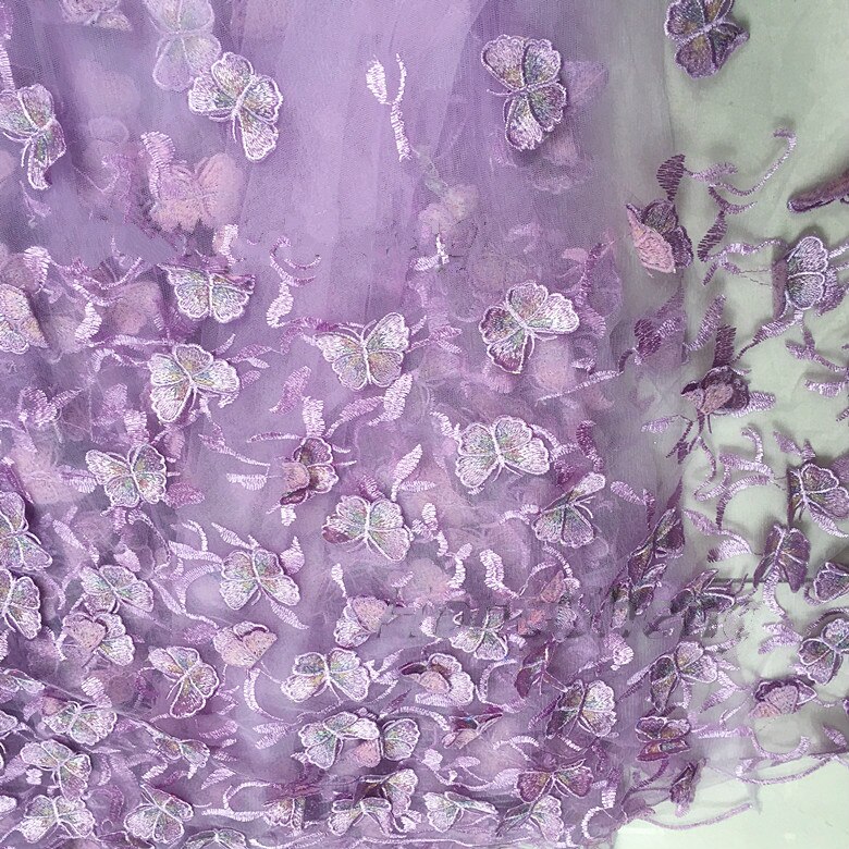 Black light purple blue butterfly Chiffon Fabric Cloth Wedding dress evening dress dress Clothing fabric Embroidered fabric: 2