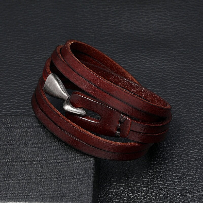 NIUYITID Vintage Multi-Layer Combination Leather Bracelets For Men Tribal Wristbands Male Jewelry