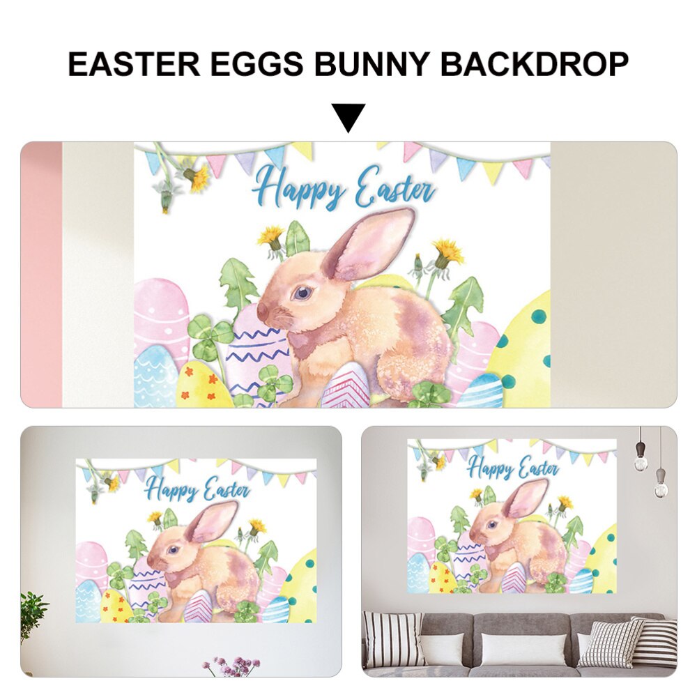 1Pc Cartoon Bunny Photo Background Easter Eggs Wall Backdrop for Photography