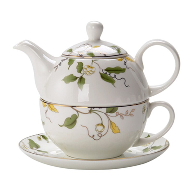 Bone china Coffee Teapot Set 1 peoples British Teacup & Saucer Porcelain Afternoon Tea Time Office Coffee set Cafe Decoration: Style B