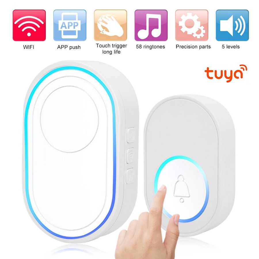 Smart WiFi Doorbell Indoor Ding Dong Ring Ringtone Alarm for Home Entry Work with Tuya 110-240V Access Control System