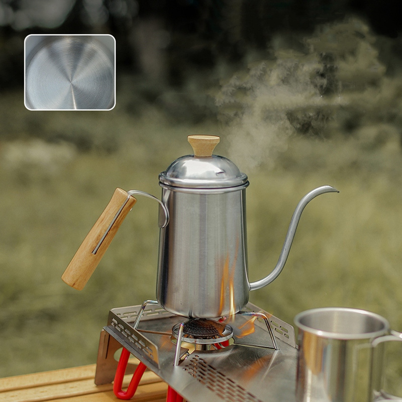650Ml Edelstahl Kaffee Wasserkocher Schwanenhals Cafe Topf Auslauf Teekanne Mit Wasserkocher Deckel Gießen-Über Tropfen Wasserkocher Schwan Nacken