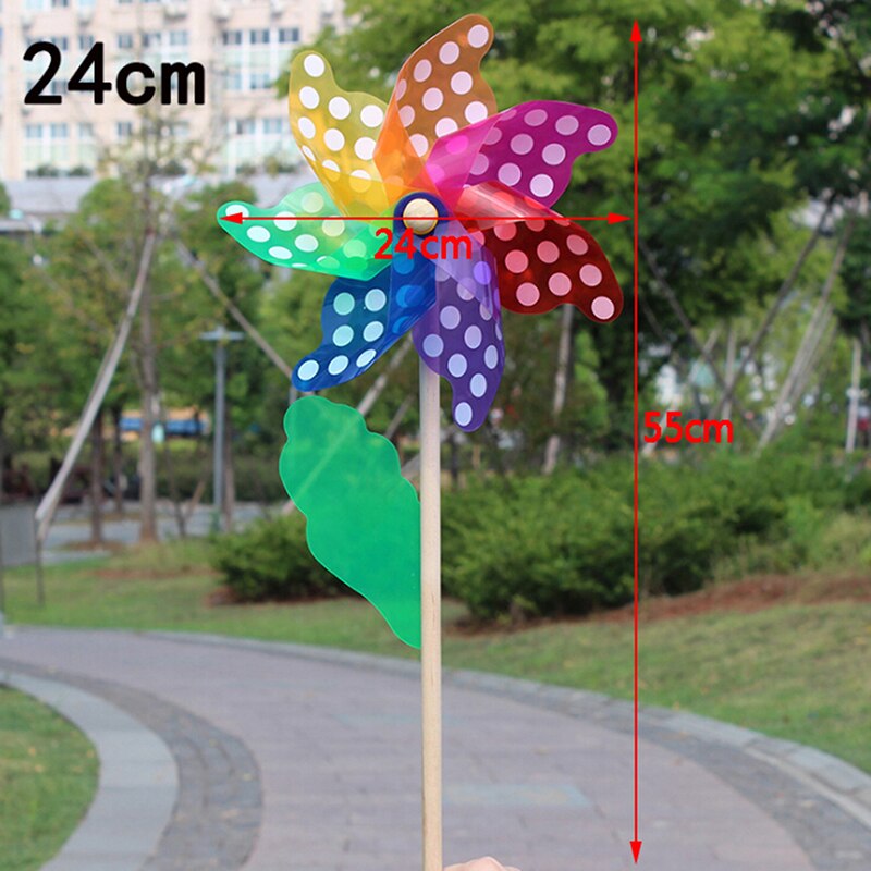 45cm Beautiful Wood Garden Yard Party Windmill Wind Spinner Ornament Decoration