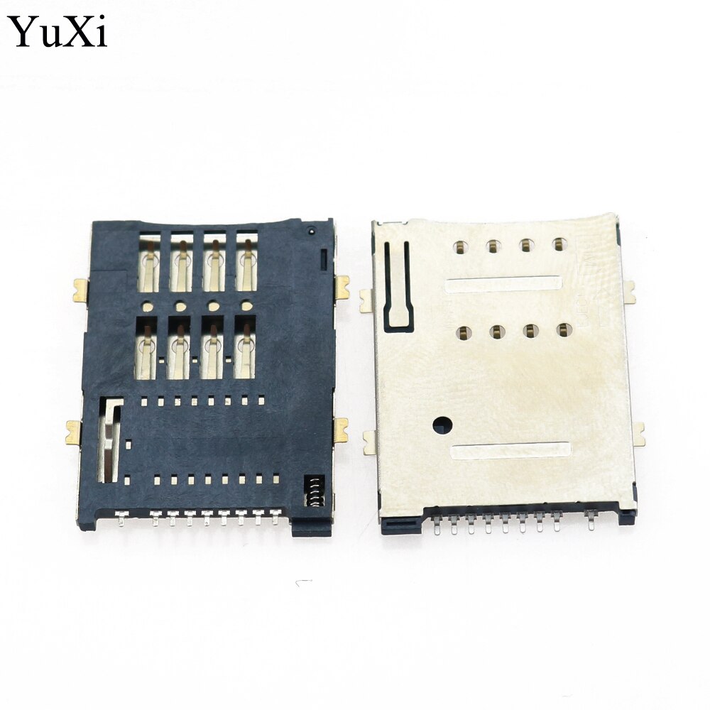 Yuxi 10 st simkort kontakt 9 stift självtryck typ för surfplatta sim hållare bricka sim kort socket 8+1p