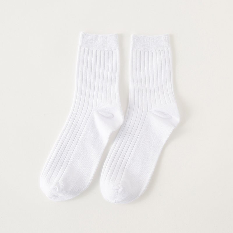 Socks for men cotton solid color crew sock Unisex male mark formelle socks spring summer man casual socks meias: White