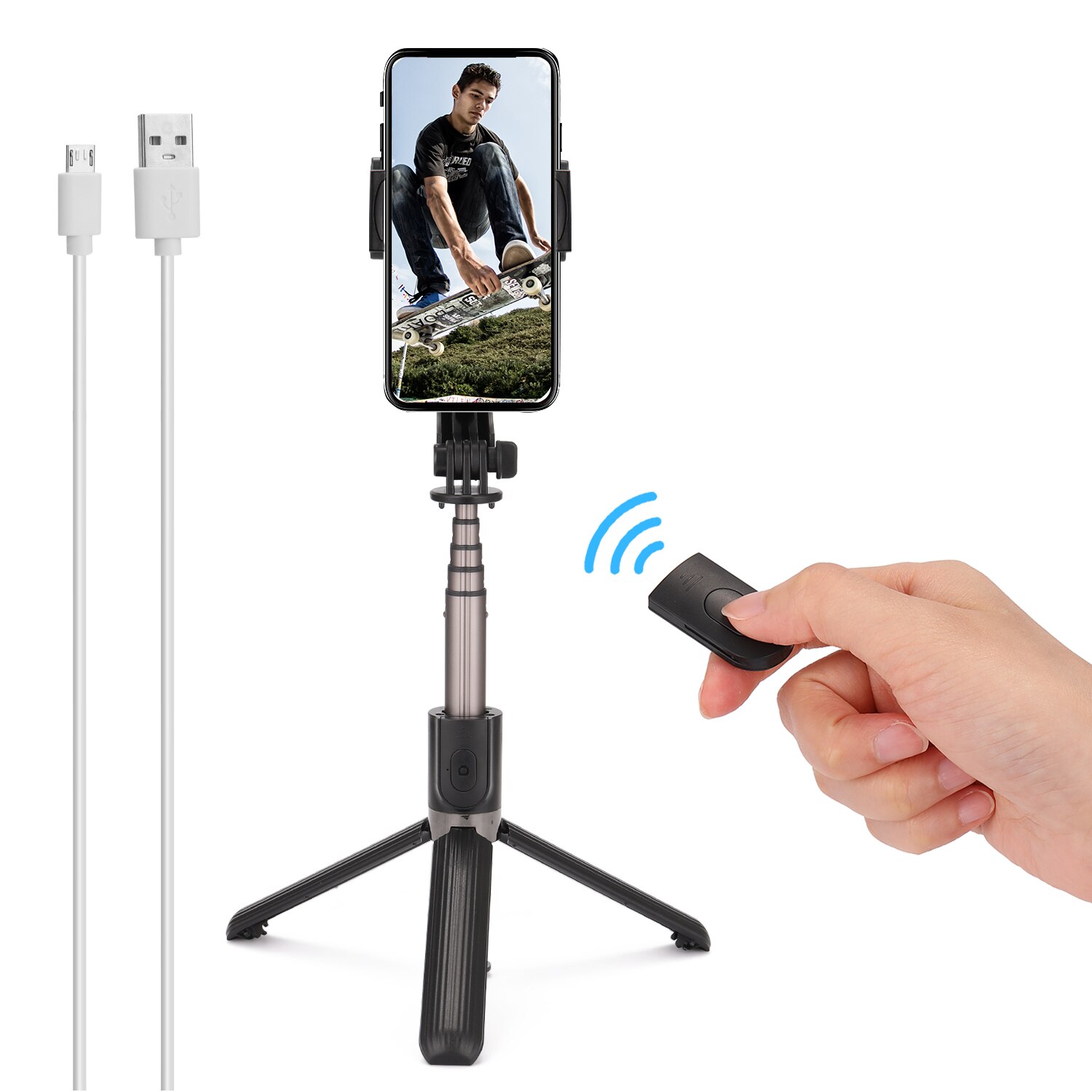Handheld Mobile Phone Stabilizer Anti-Shake Phone Tripod With BT Remote Control Selfie Stick for Smartphone Photography: Default Title