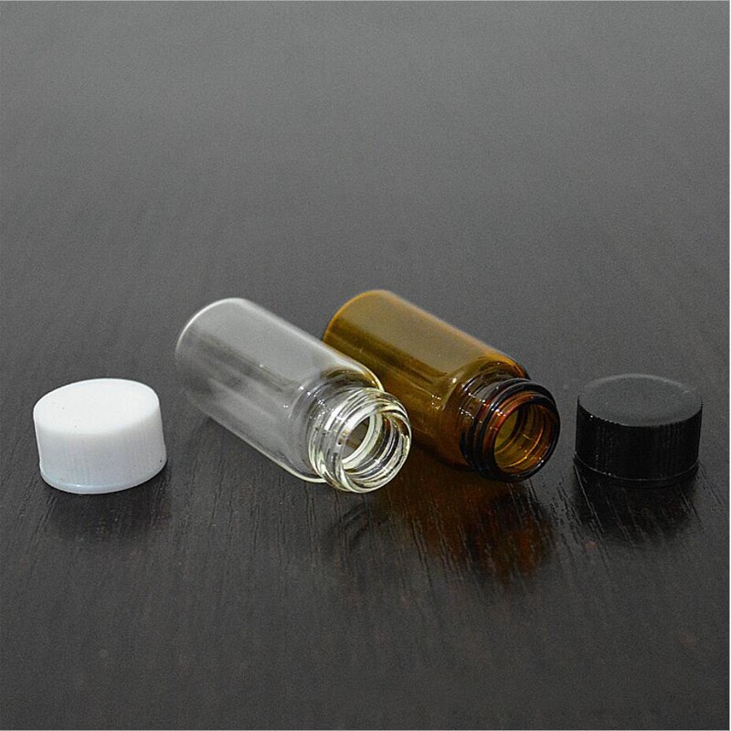 Os frascos de vidro pequenos do âmbar transparente claro de 50 pces 3ml engarrafa recipientes de garrafa do reagente do laboratório da amostra de brown com tampão de parafuso