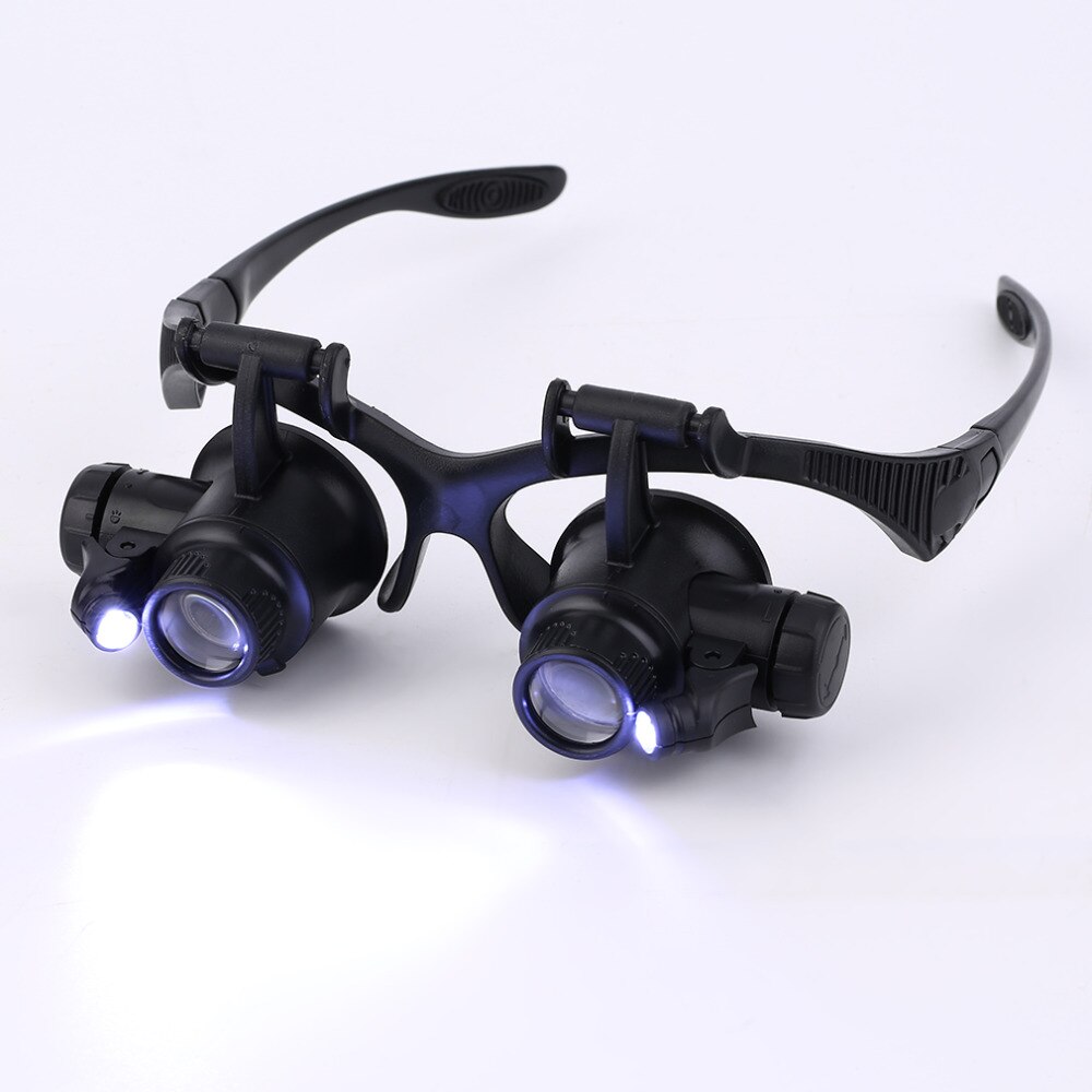 Forstørrelsesglas briller lup lup briller med led belysning ur reparation 20x dual eye smykker lup linse