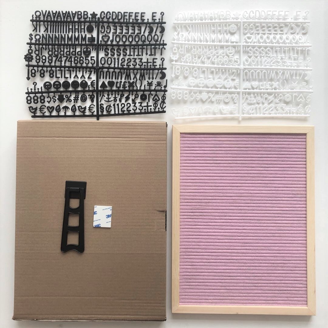 30x40cm Felt Letter Board Rectangle Nordic Wooden Frame Baby Sign Characters Home Office Message Boards Including 460 Letters: pink