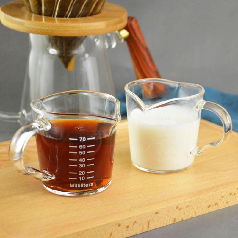 70ml Heat-resistant Glass Measuring Cup Small Milk Cup Kitchen Jigger for Espresso Coffee Double-mouthed Ounce Cup