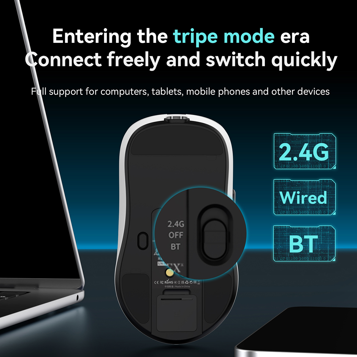 AJAZZAJ159PMC mouse, wireless gaming mouse, three-mode pixart PAW3311 lightweight e-sports gaming office