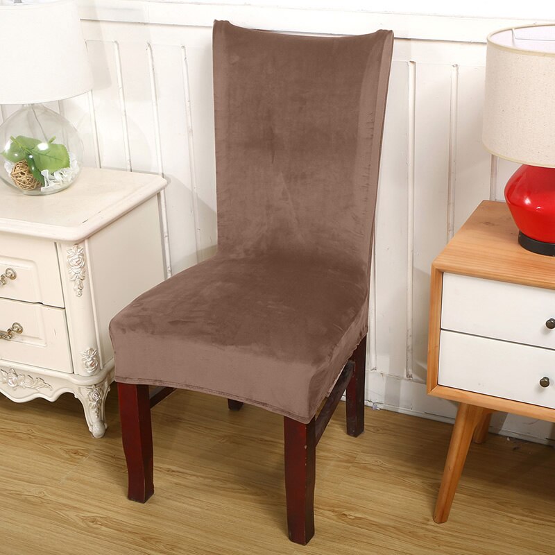 neue Samt Esszimmer Stuhl Abdeckung strecken Hussen Plüsch Stuhl Abdeckungen Waschbar Für Hotel Essen Dekoration Büro 12 Farbe: Beige
