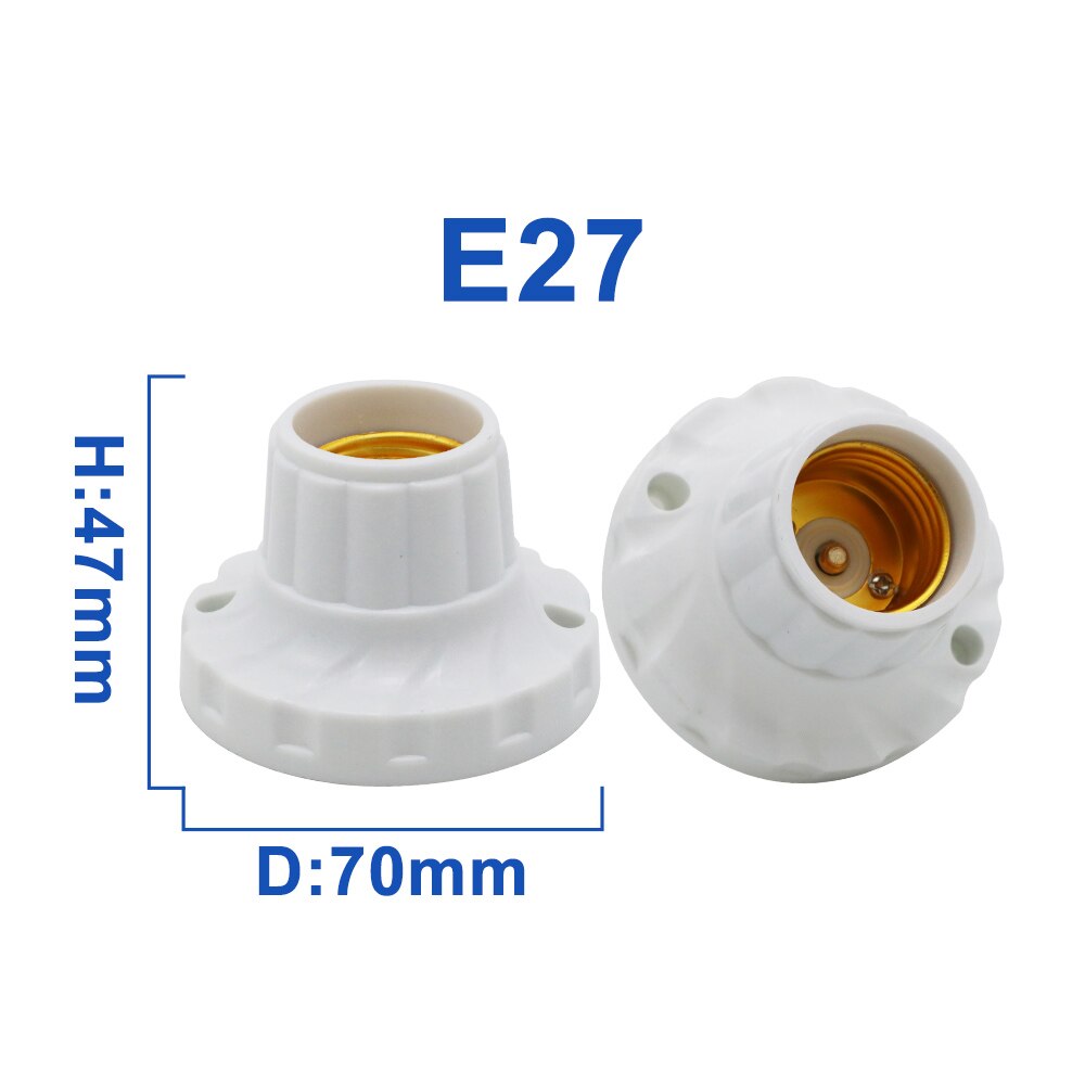 E27 rund plastikfod  e27 skrue lampeholder  e27 flad lampe base loft type fatning hvid lampeholder: 47 x 70mm