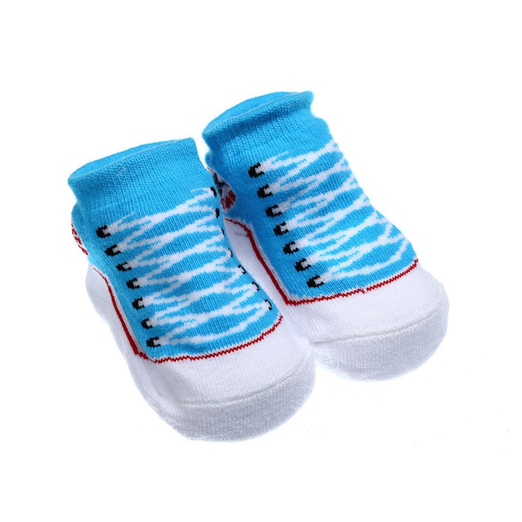 Novas meias antiderrapantes de algodão para bebês, meninos e meninas, sapatos para bebês de 0-6 meses, 2019: light blue