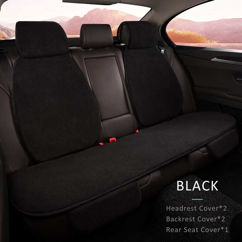 Karcle Car Seat Cover Set Backrest Headrest Cover Protector Polar Fleece Back Pad Mat Universal for Auto Interior Truck SUV: black-5pcs