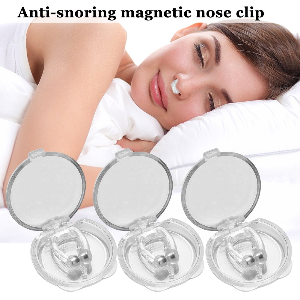 Pince-nez magnétique anti-ronflement en silicone, empêche l&#39;apnée du sommeil, aide à mieux dormir, livré avec étui
