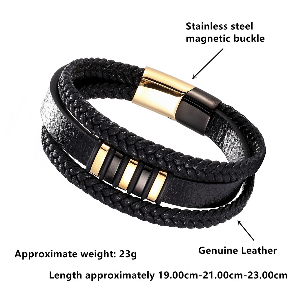 Roestvrij Staal Magnetische Mannen Armband Gevlochten Lederen Armband Vrouwen Sieraden Accessoires Voorkeur Preferido