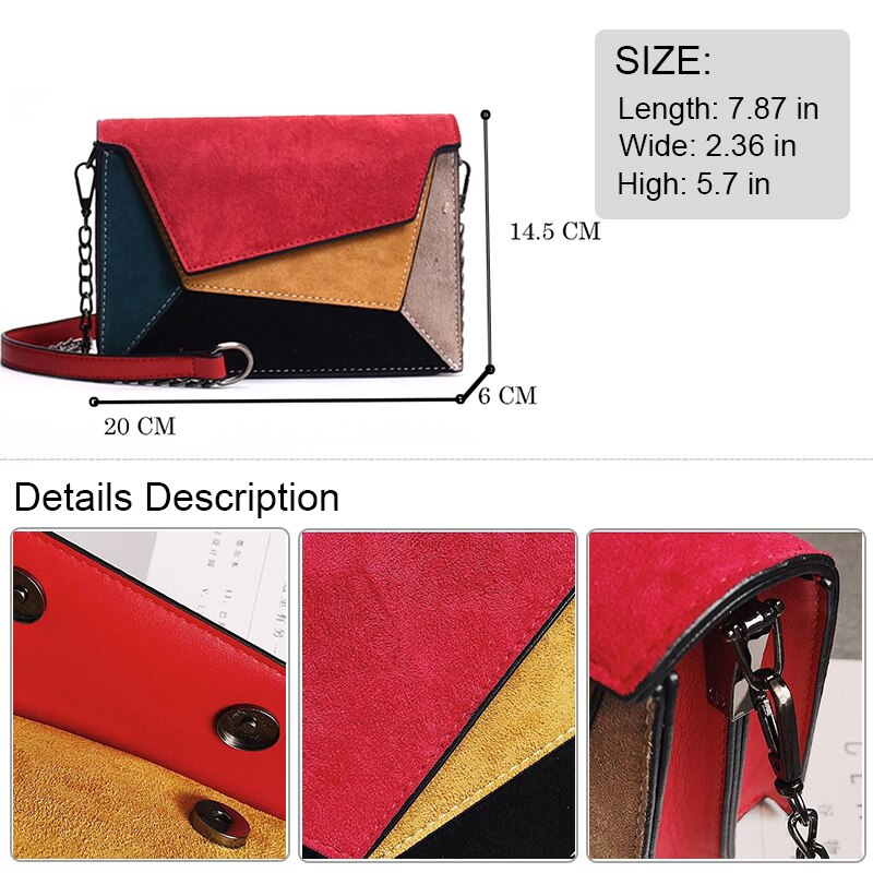 SMOOZA Retro Matte Patchwork Crossbody Bags for Women Small Flap Bags Chain Strap Shoulder Bag Ladies Criss-cross Bag