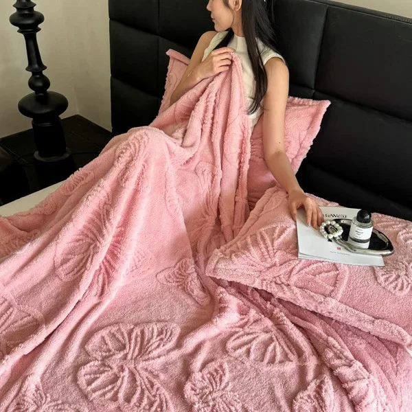 Flannel Taft Office Nap Blanket Butterfly style Dish Coral Fleece Blanket Solid color multifunctional leisure blanket