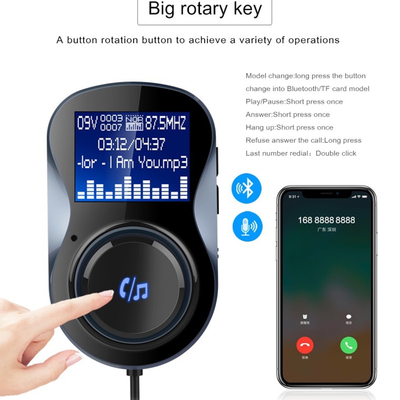 FM full-band transmitter AUX Modulator Bluetooth Handsfree Car Kit Car Audio MP3 Player FM Transmitter Bluetooth Car