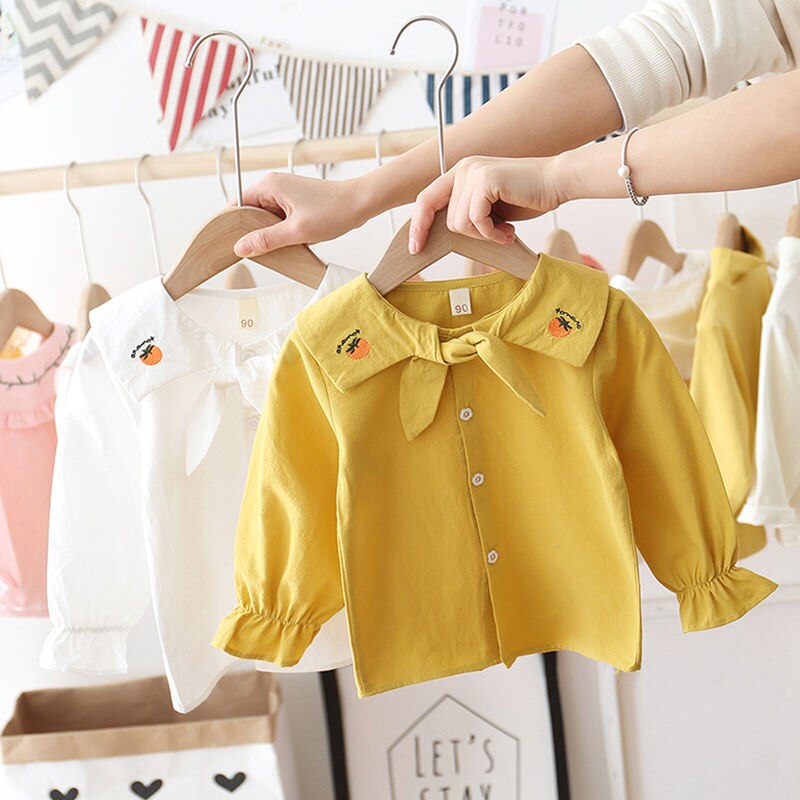 Bébé filles chemise petit enfant en bas âge printemps coton Blouse infantile Fruit motif revers doux décontracté mignon confortable vêtements pleine manches