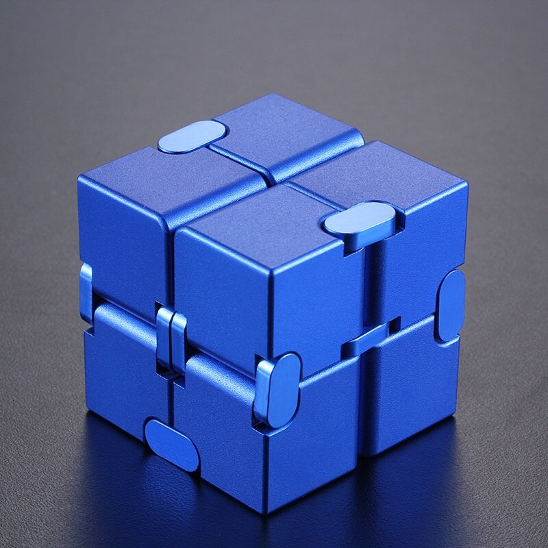 Aluminum Alloy Magical Infinity Cubeb Fidget Toys Infinite Flip Decompression Cubes for Stress Relief: Upgrade blue