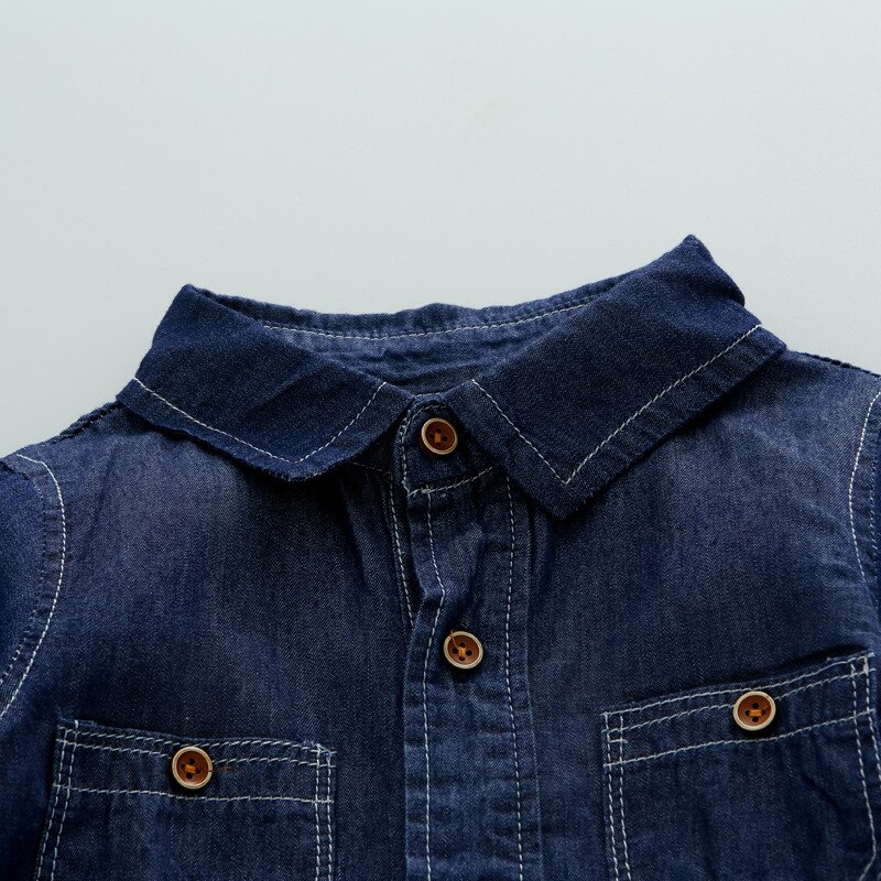 Kids Jean Overalls Girl Denim Jumpsuit Blue Girls Clothing long Sleeve Single-Breasted Side Pockets boys Casual Denim Overalls