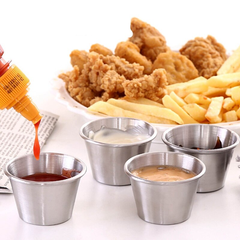 1Pcs Multifunctionele Saus Cups Rvs Keuken Dompelen Bowls Voor Restaurant Diner Party Home Kruiden Schotel