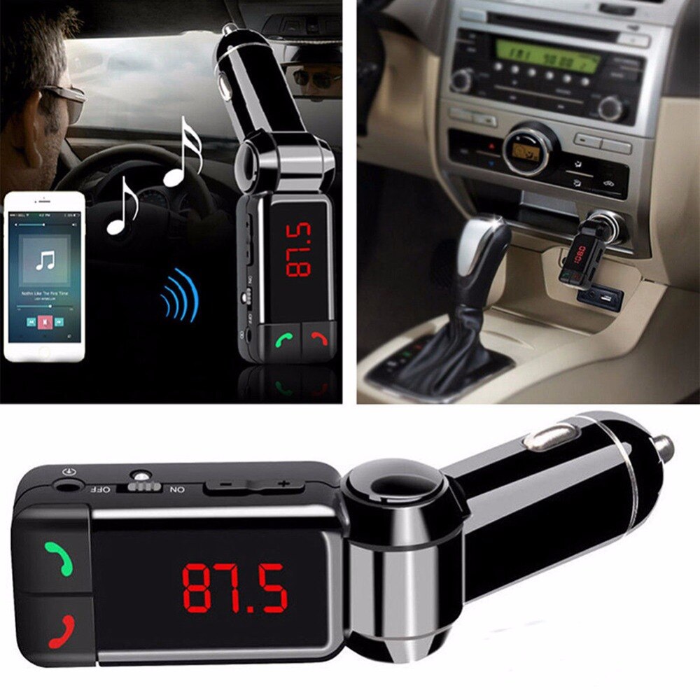 Newest Car MP3 Audio Player BC06 Wireless Car Kit Bluetooth HandsFree FM Transmitter LED 5V/2.1A Dual USB Car Charger for Cars