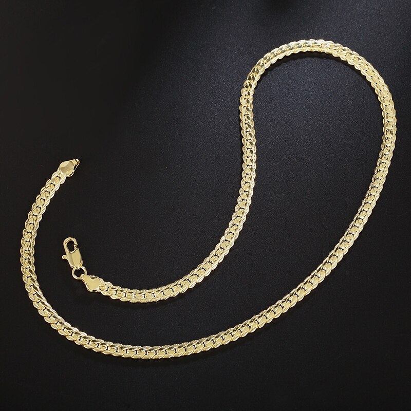 Gouden Kettingen Zilver 925 Breed 5Mm Platte Zijwaarts Ketting Voor Mannen Mode-sieraden