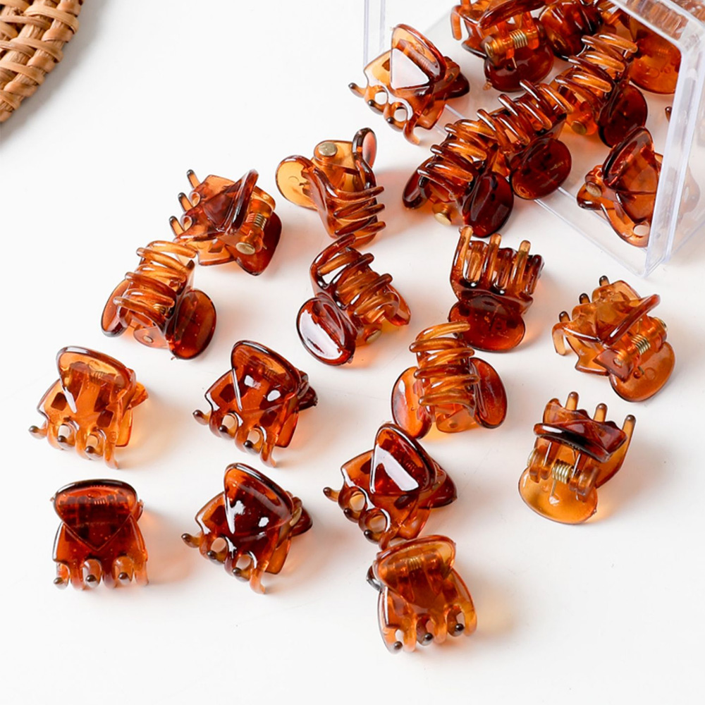 Pinzas en forma de garra para el pelo pequeñas de 1,5 cm para mujeres y niñas, Mini Clips coreanos de plástico transparente negro, horquilla, accesorios para peinados para niños: M / YELLOW