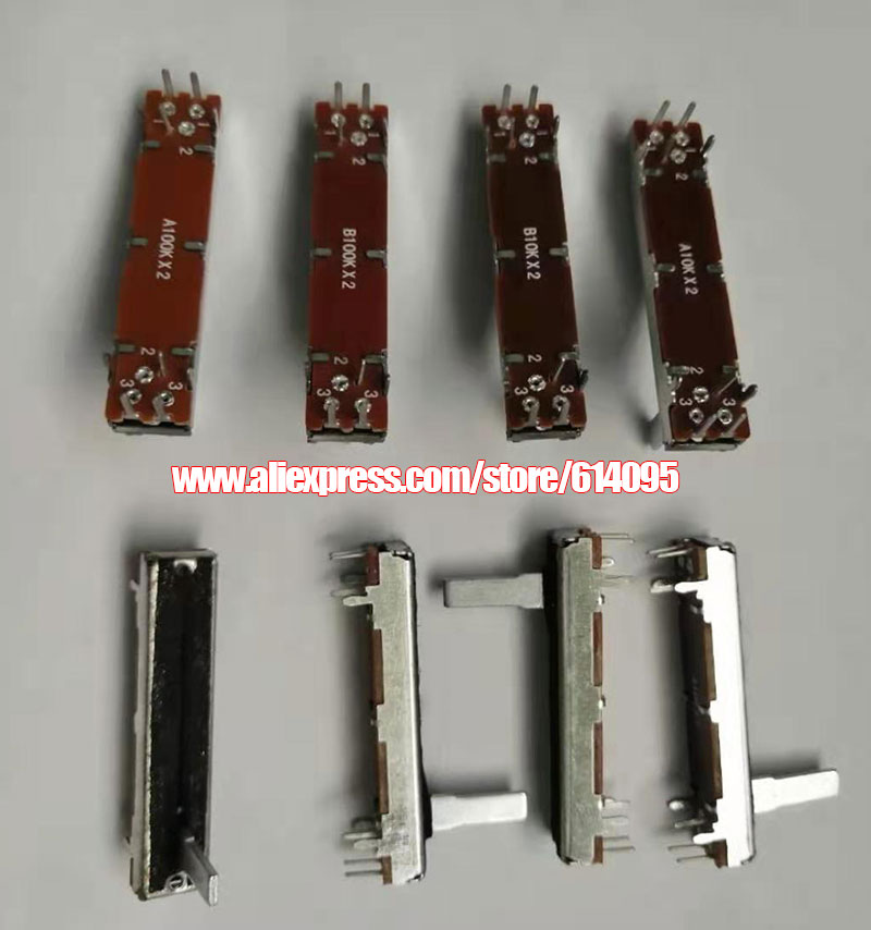 10 Stück 45mm Stereo Schiebepoti - 10K Ohm Zweikanal Fader Für Mischpulte