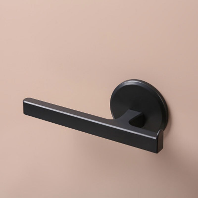 Self-adhesive Towel Holder Rack Wall Mounted Towel Hanger Bathroom Towel Bar Shelf Roll Holder Hanging Hook Bathroom Organizer: Black