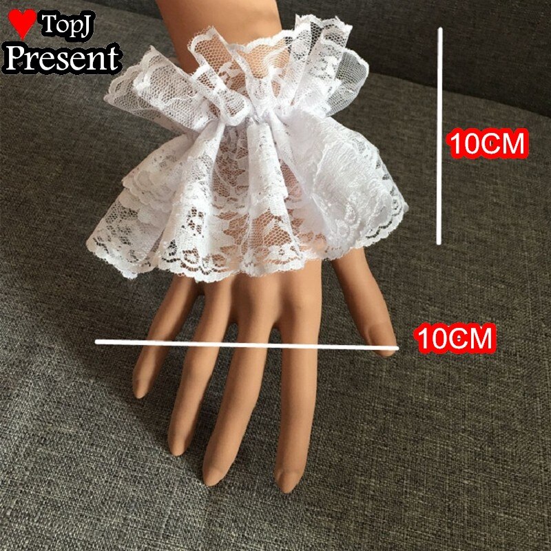 RuffSweet-muñequeras de mano de Lolita para mujer y niña, accesorios de Cosplay de encaje con lazo, anillos para muñeca