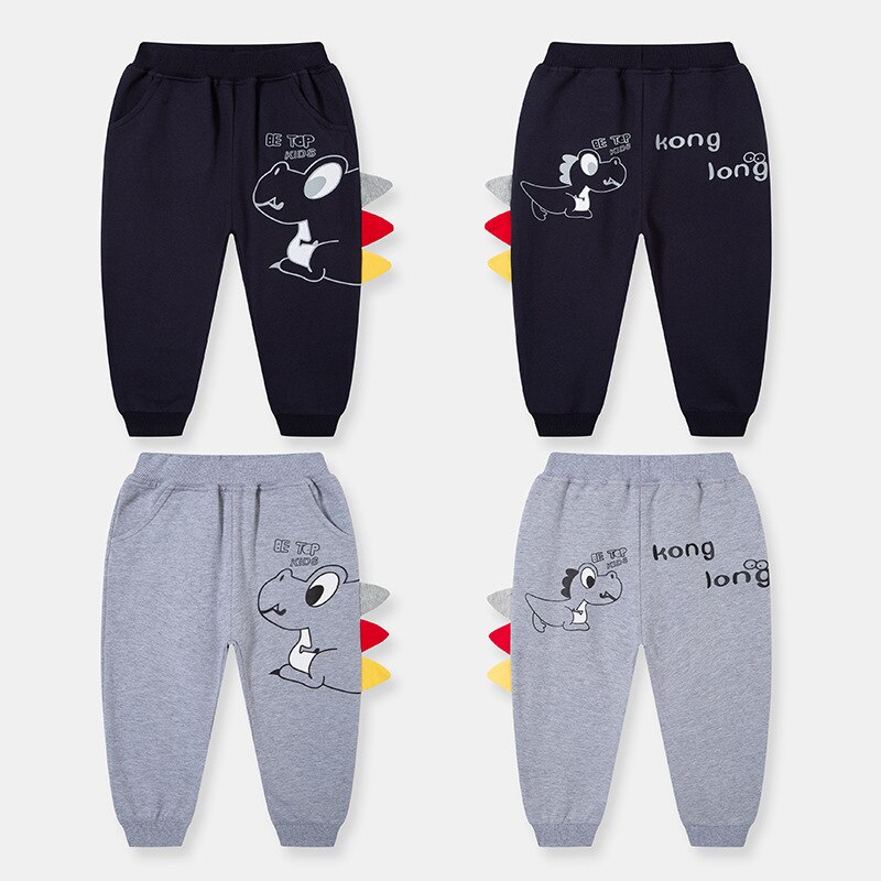 Boys Trousers Autumn kids Cartoon Dinosaur Elastic Waist Long Pants Pockets Outwear Kids Sports Clothes