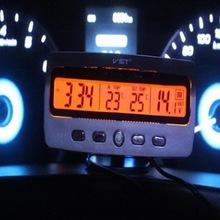 3-in-1Car Elektrische Klok + Timer 12V + Auto thermometer 7045V Blauw Oranje Licht LED backlight Vorst Waarschuwing Auto accessoires