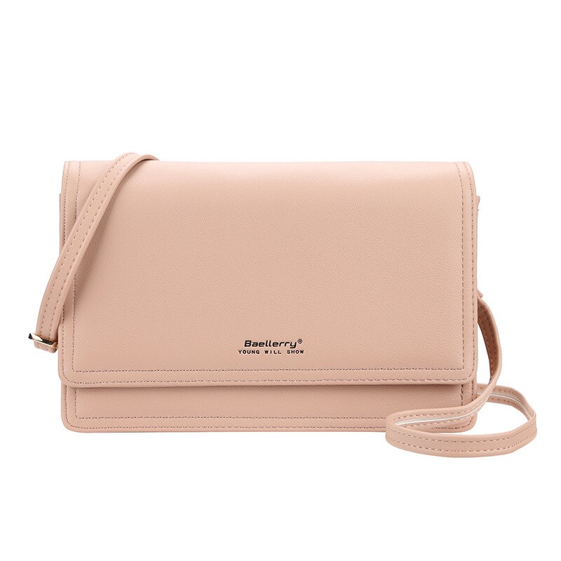 Damen-umhängetasche in unifarbe mit großem fassungsvermöGen, weiches leder, multifunktionale crossbody-geldbörse: Rosa