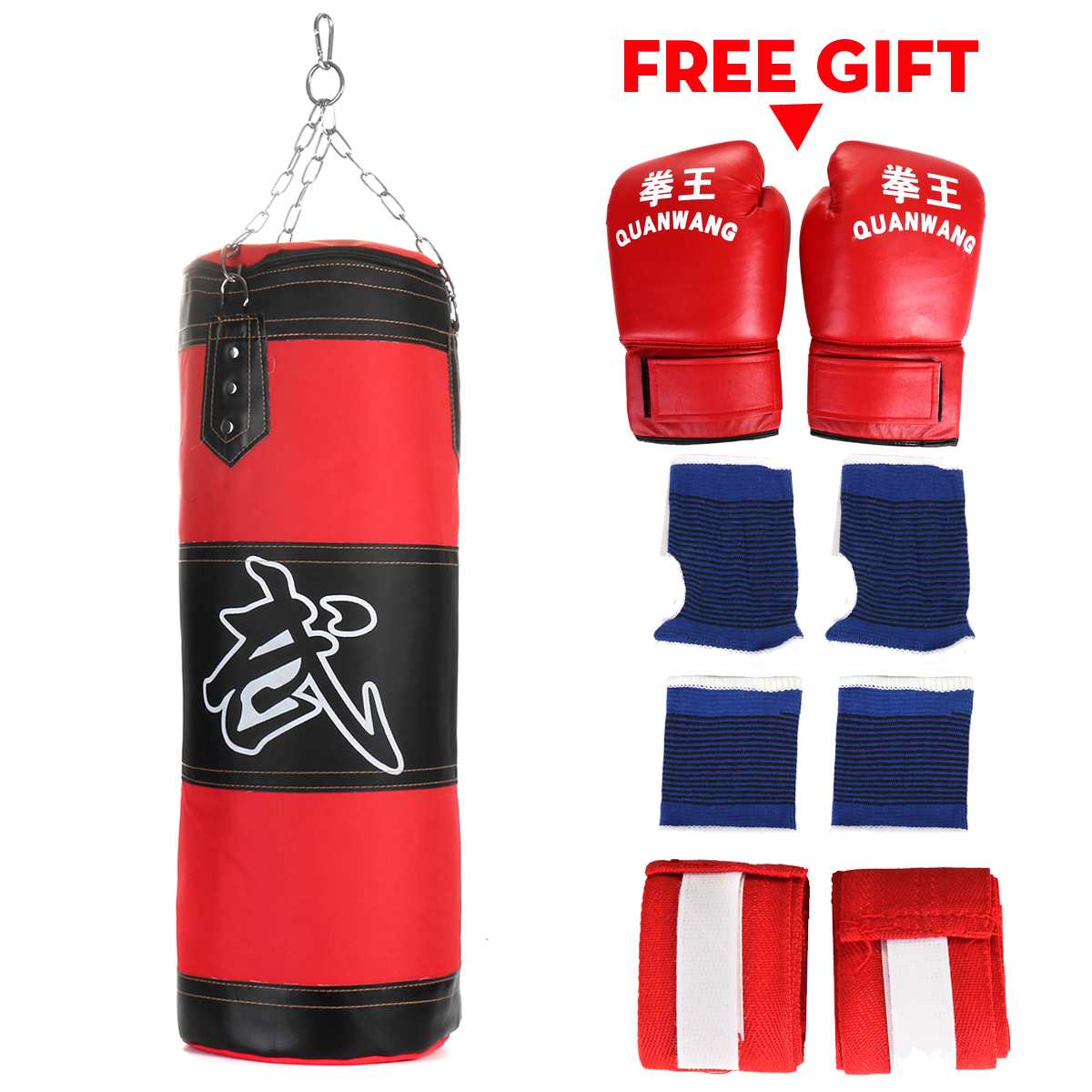 80cm Training Fitness Mma Boxsack Mit Handschuhe Handgelenk Schutz Leere Sport Kick Sandsack Muay Thai Karate Boxer sandsack: Default Title