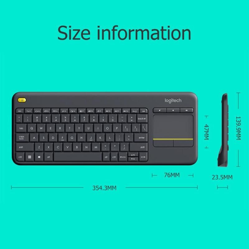 Teclado táctil inalámbrico Logitech K400 PLUS con panel táctil remoto, 2,4 Ghz, receptor unificador, teclado para Android, PC, portátil, Smart TV