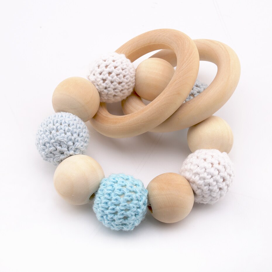 Food Grade Baby Wooden Teethering Rattler Nursing Baby Shower BPA Free Bangles Jewelry Accessories Bracelets Wooden Toys