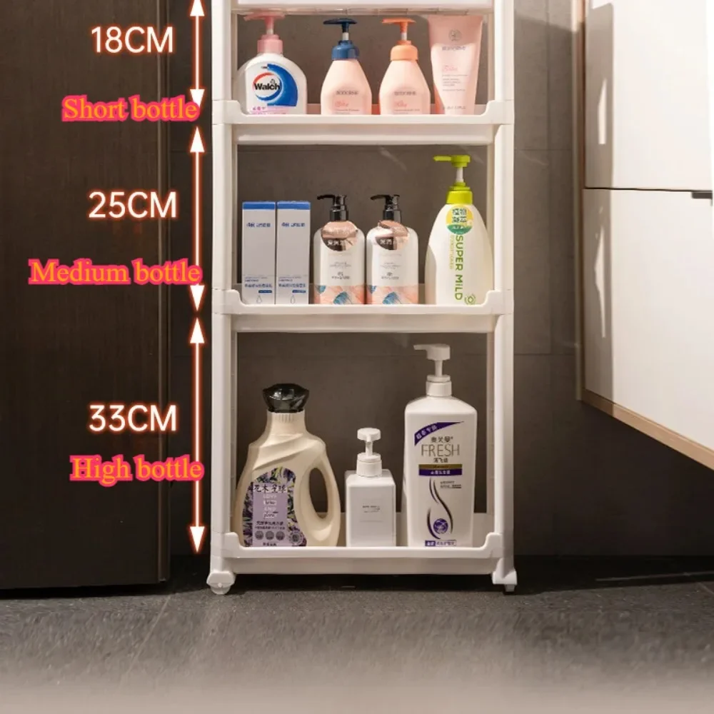 Smal opbevaringsstativ bag badeværelsesdøren toiletspaltehylde badeværelsestilbehør hjem væghylde pladsbesparende spalte gulvvogn