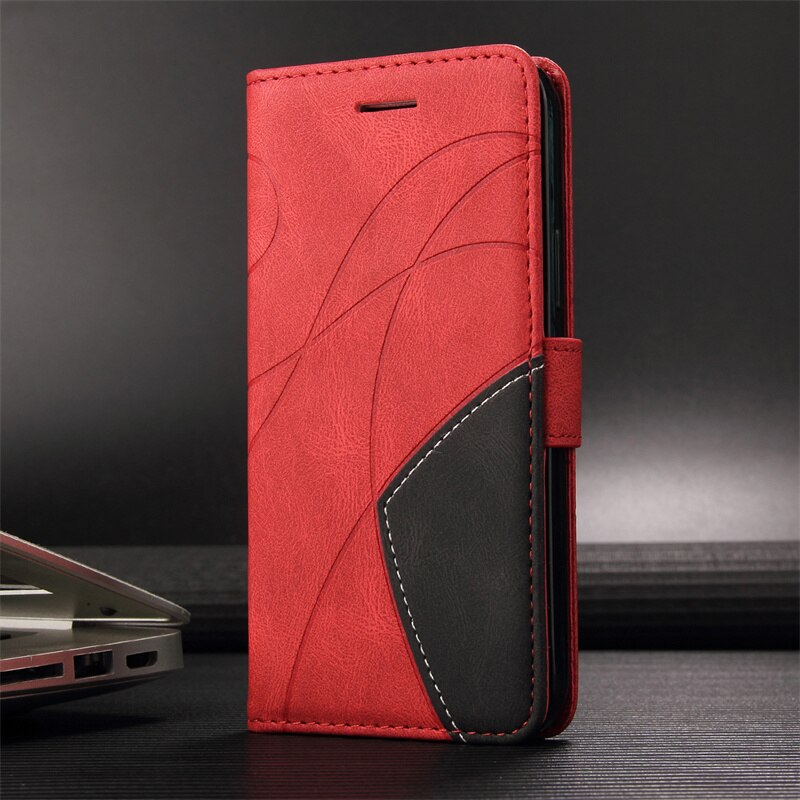 Dla Motorola Moto E20 E40 E 20 E 40 Case skórzany stojak odwróć Funda dla Moto Edge 20 Pro Lite pokrywa posiadacz karty Slot kabura torba: Moto E20 / Czerwony