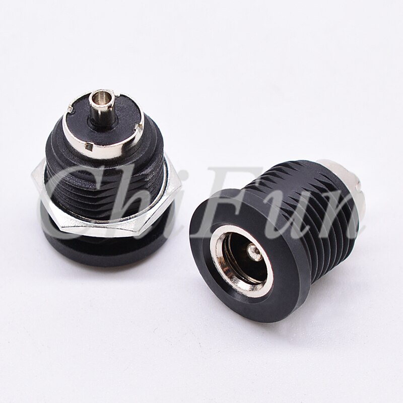 100pcs/lots DC-022D DC power socket female 5.5-2.1mm / 5.5-2.5mm with threaded nut opening 11mm