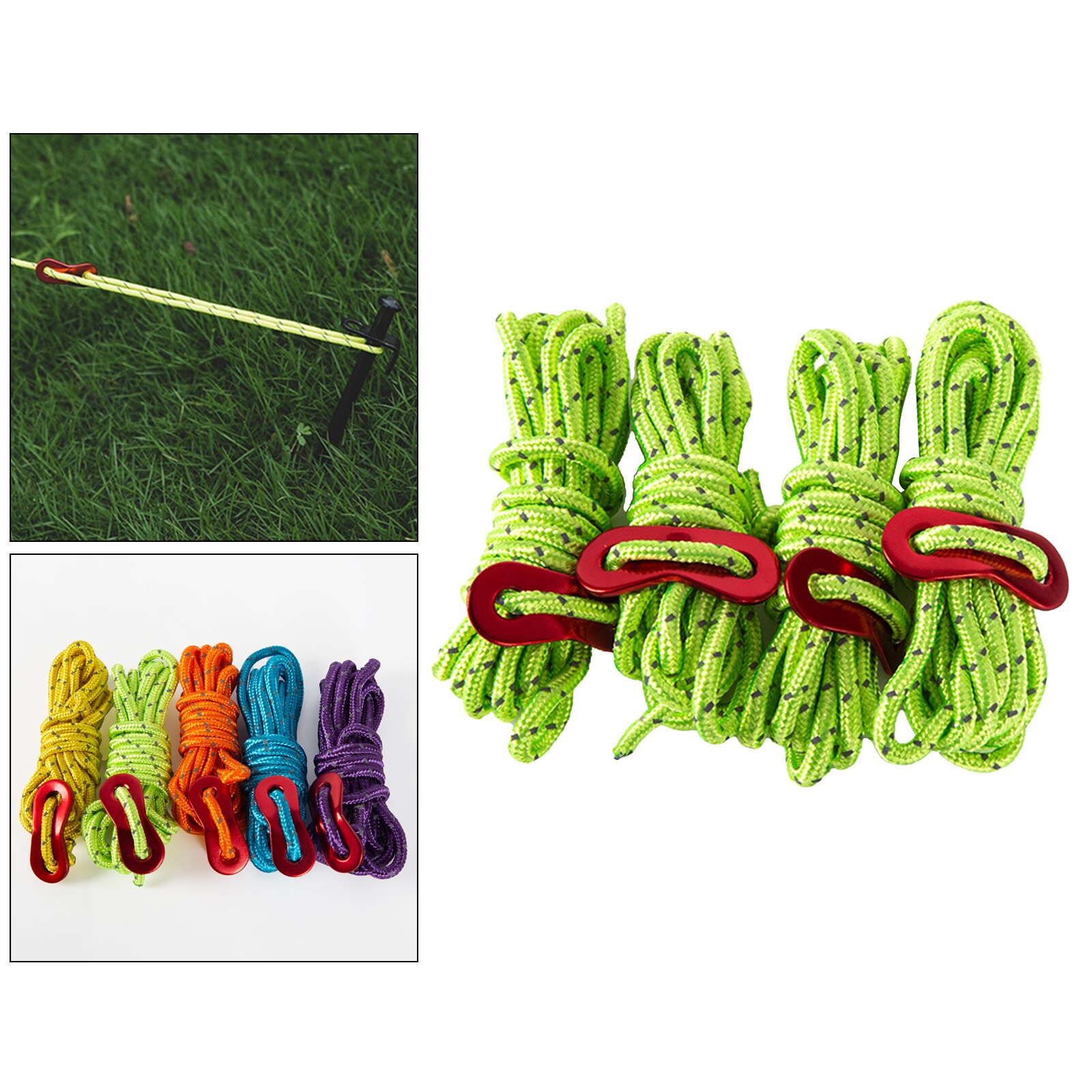 Pack de cordes réfléchissantes 4mm, corde de guidage pour tente, Camping, randonnée, barbecue, 2 mètres
